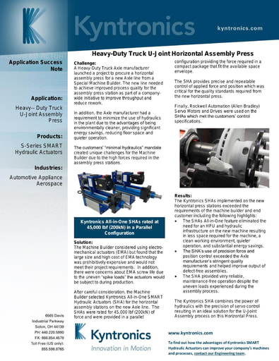 Heavy Truck U-Joint Assembly Press