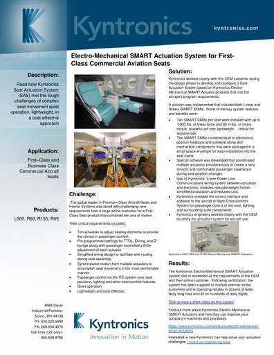 First Class Seat Actuation System